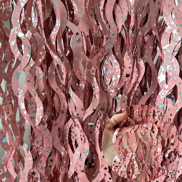 Tinsel Foil Fringe Curtain PINK pink