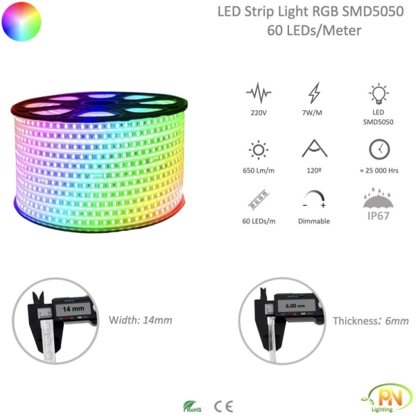 10M RGB LED Strip fjernbetjeningssæt med Switch LED Tape 10M