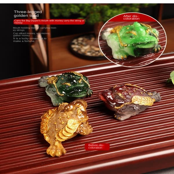 Golden Toad Tea Pet Color Changing Tea Pet GRØNN Green
