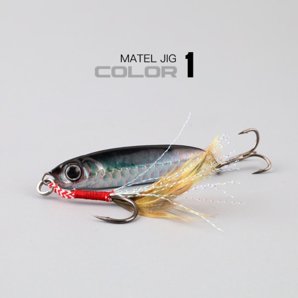 5 st/Låda Fjäder Metall Fiskedrag Jig Bete 7G MED LÅDA 7G 7g with Box