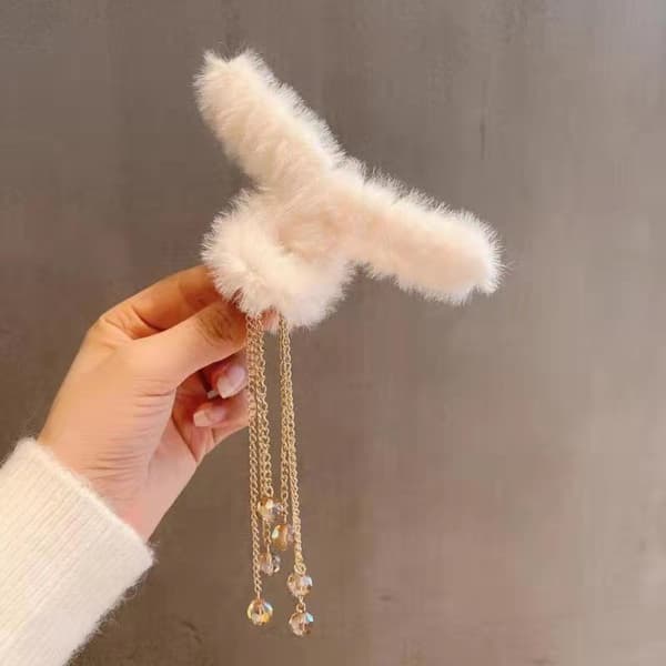 2 stk Bowknot Hair Claw Pearl Tassel Hårnåle KAFFE E E Coffee E-E