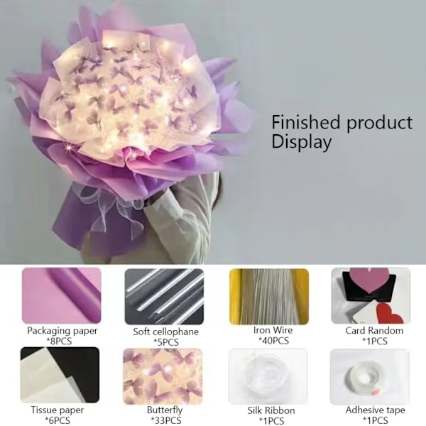 Sommerfuglebuketter Sommerfugleblomst LILLA 33STK 33STK Purple 33pcs-33pcs