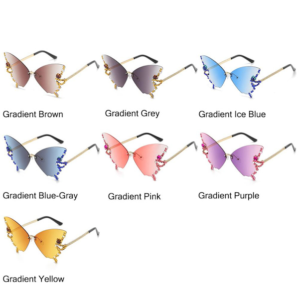 Diamond Butterfly Aurinkolasit Bling Aurinkolasit GRADIENT Gradient Blue-Gray