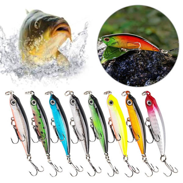 3 stk Synkende Minnow Wobblers fiskesluk 3 3 3