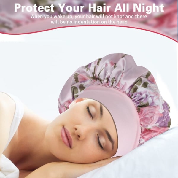 Satin Sleep Cap Silkeagtig Satin Bonnet LILLA purple