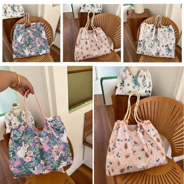 Blomma Handväska Utskrift Shoppingpåsar ROSA 43X38CM pink 43x38cm