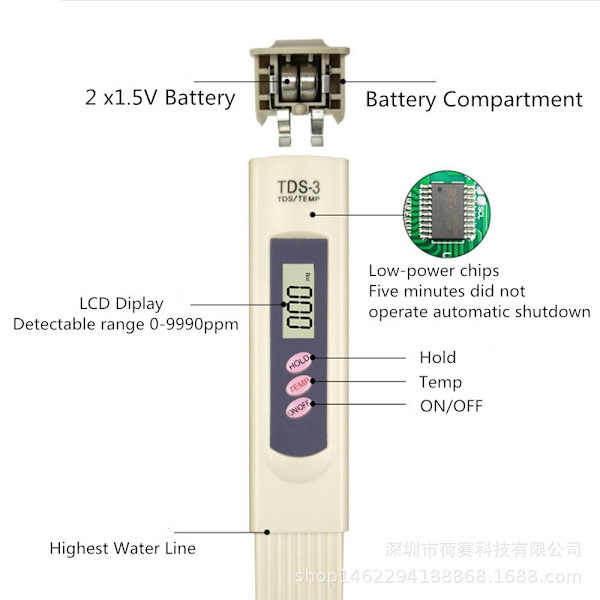 TDS Meter TDS Meter Vand Test Pen Temperatur Meter