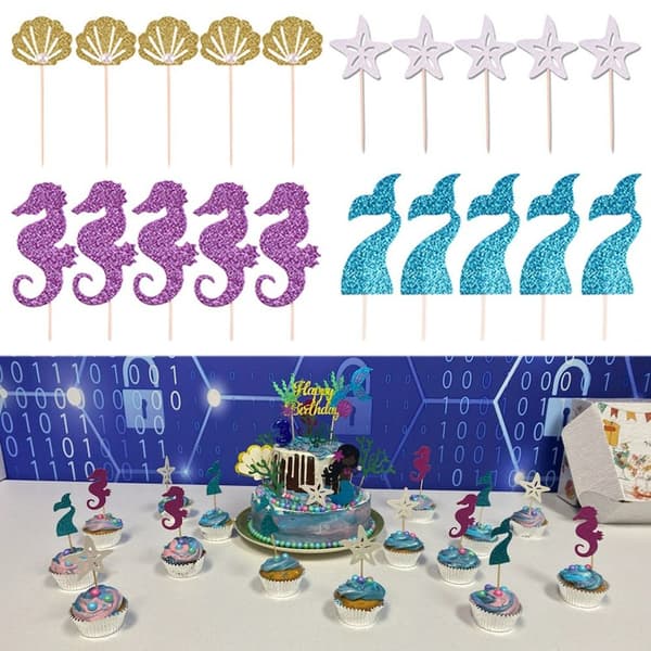 24stk Cupcake Topper Cake Topp Flag SEASHELL SEASHELL Seashells