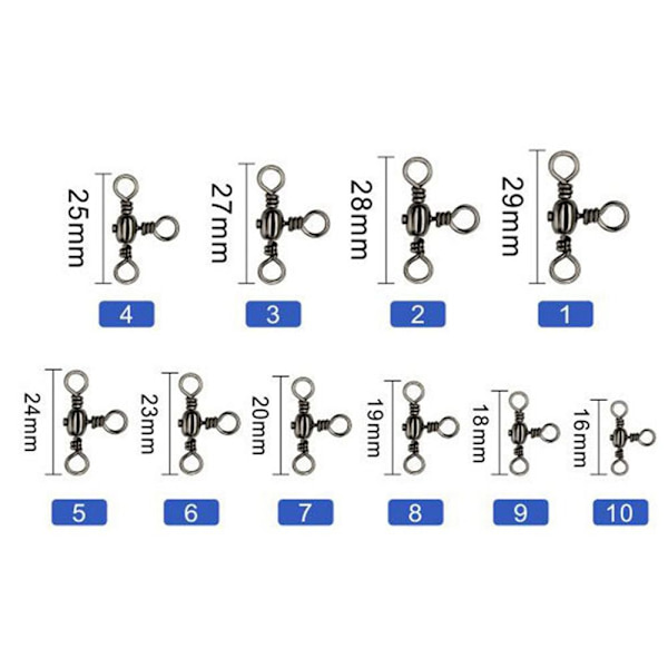 50 stk./parti Fiskeri rullende svirvler Connector Tackle 2 2 2