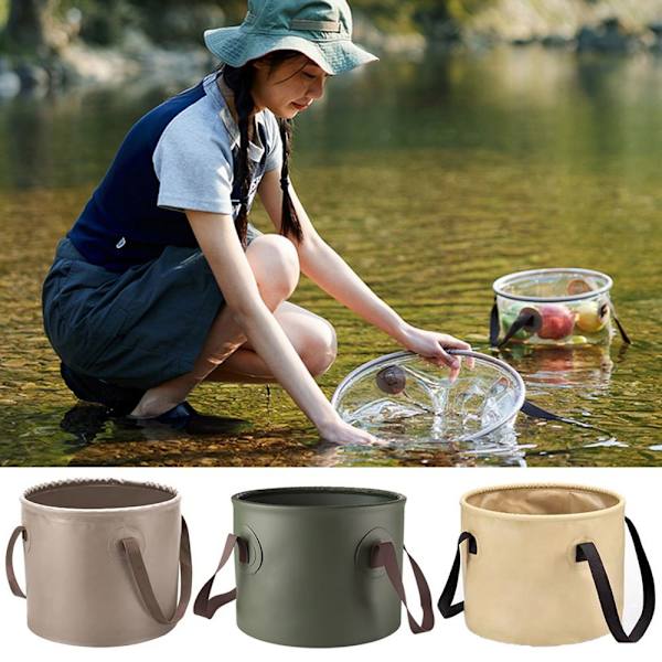 10/20L sammenfoldelig rund spand Udendørs Vandreture Bærbar army green 10L-10L