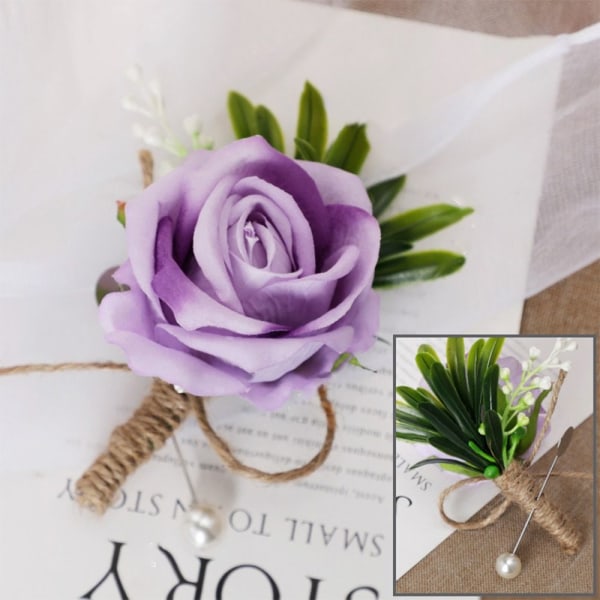 2ST Konstgjord Rose Boutonniere Brudgum Blomma MÖRKBLÅ dark blue