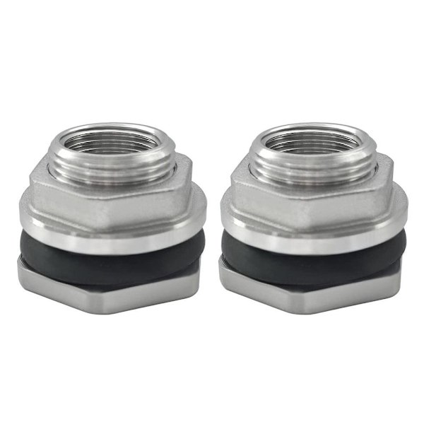 2st Bulkhead Vattentank Fitting Kompressionsskott Adapter 2PC