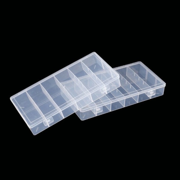 Transparent förvaringslåda smycken pärlor behållare 12.5x10.2x3.3cm4