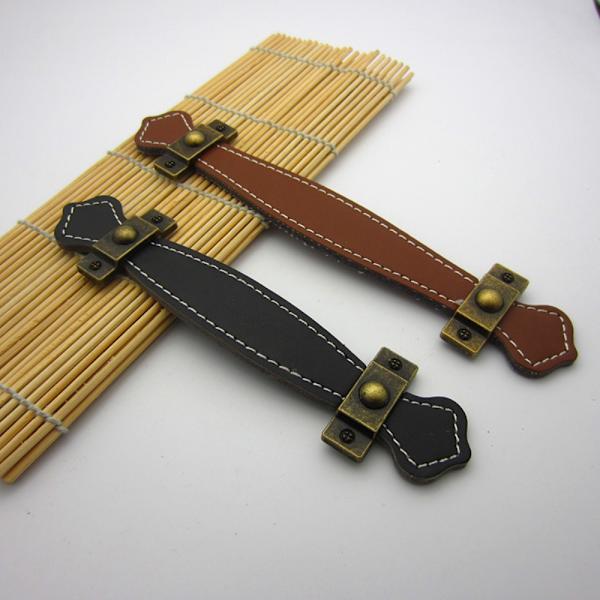 Zinklegering Läderhandtag Läderbox Handtag SVART 96MM 96MM Black 96mm-96mm