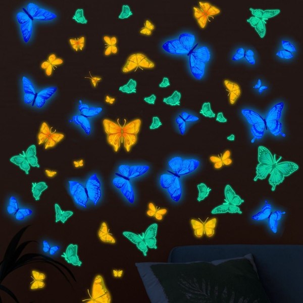 Lysande fjäril Väggdekaler Glödande fjärilar Dekaler green