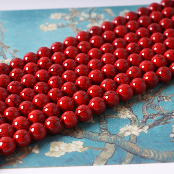 45 STK Natursten Perler Røde Turkis Perler Røde Perler
