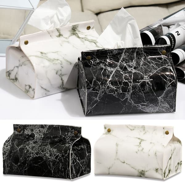 Marble Pattern Tissue Box Vävnadshållare SVART black