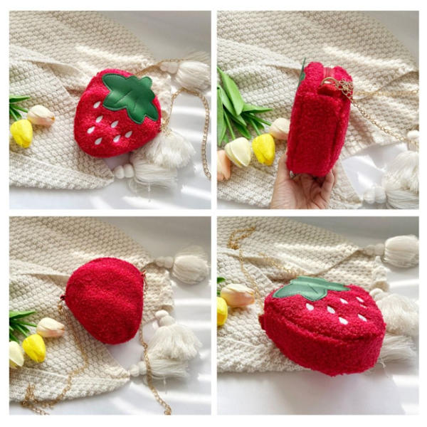 Strawberry Crossbody Bag Skulderveske ROSA 1 1 pink 1-1