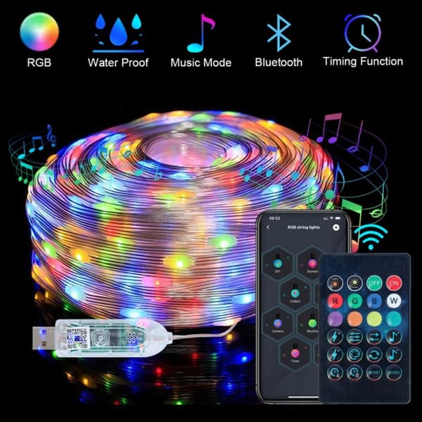 USB Led Strip Light Bluetooth Controller Christmas Tree Light 10M 100Light