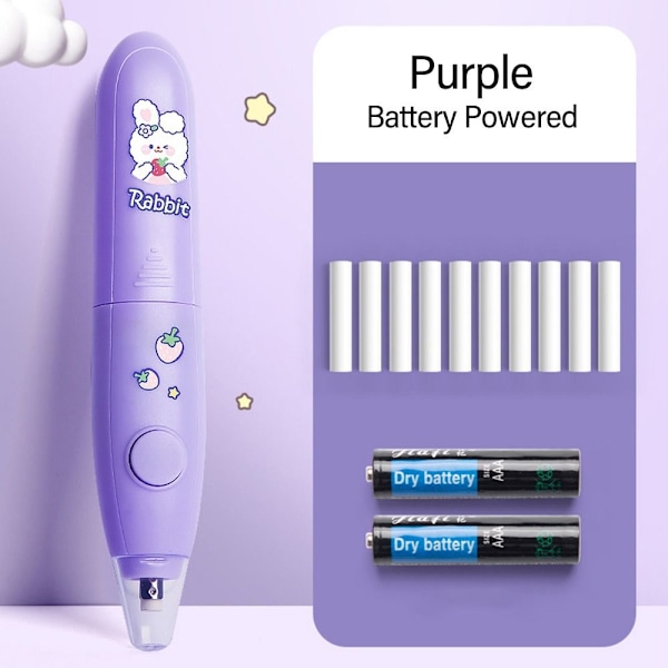 Elektrisk suddgummi Automatisk pennsuddgummi LILA BATTERIDRÖD Purple Battery Powered-Battery Powered