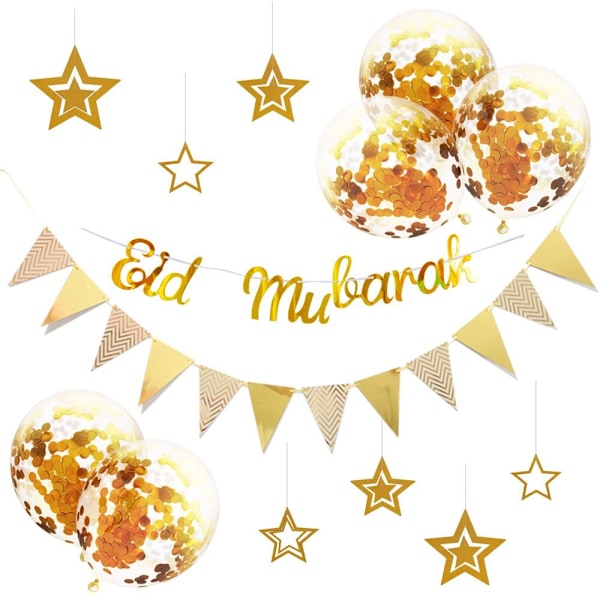 Eid Mubarak -lippu ja vetokoristeet