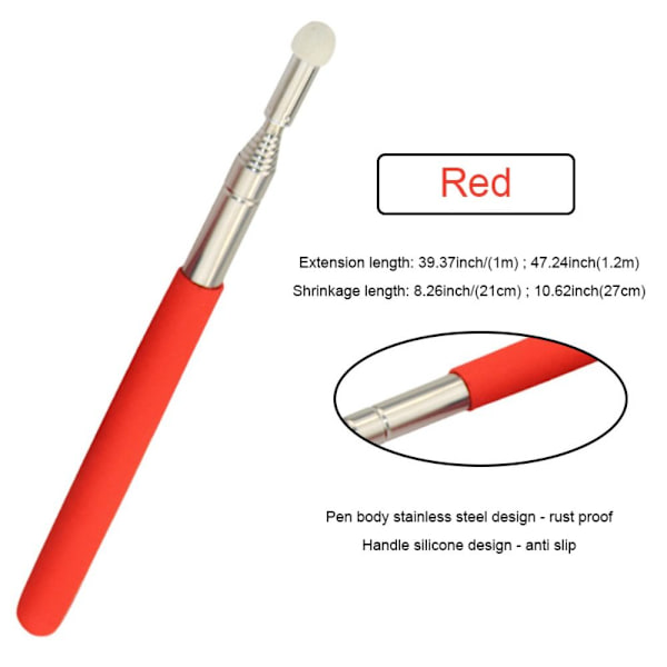 Optrækkelig Teaching Stick Whiteboard Pointer Pen RØD 1M 1M Red 1m-1m