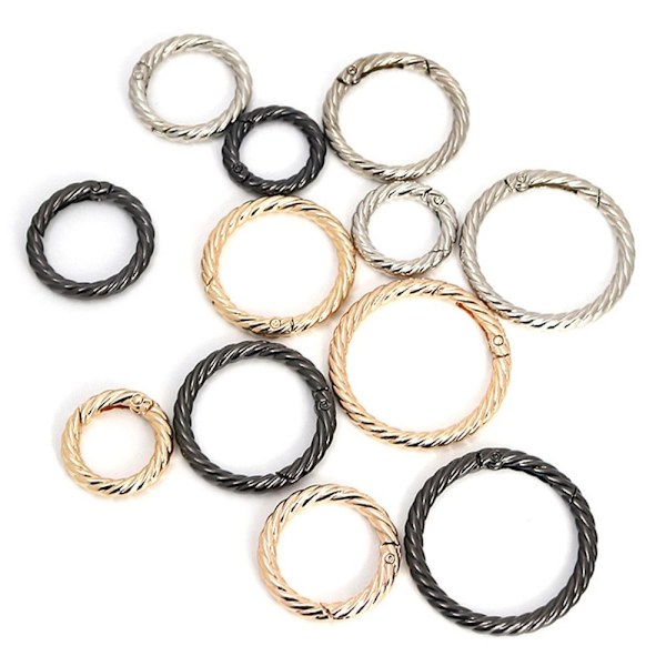 5 stk Spring Runde Ringe Taske Bæltespænder SORT 41MM Black 41mm