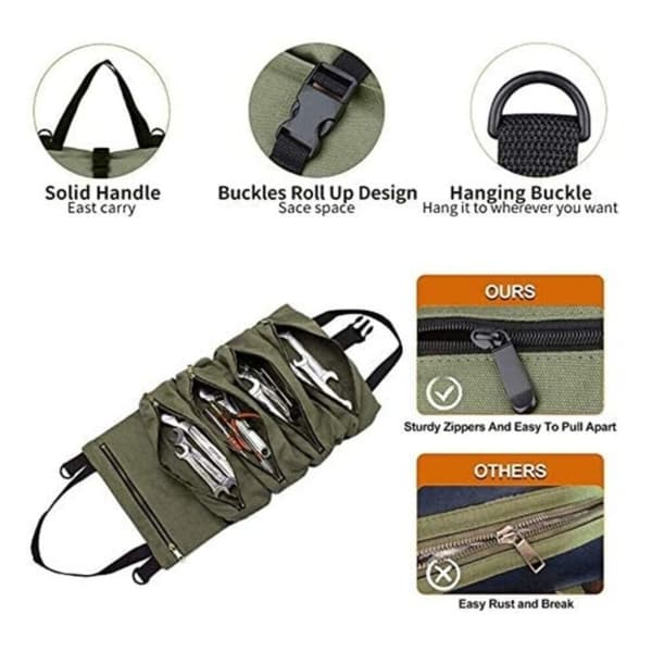 Roll Up Tool Bag Canvas Oppbevaringsveske BLÅ blue