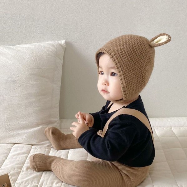 Baby hattu Neulottu lasten hattu RUSKEA brown