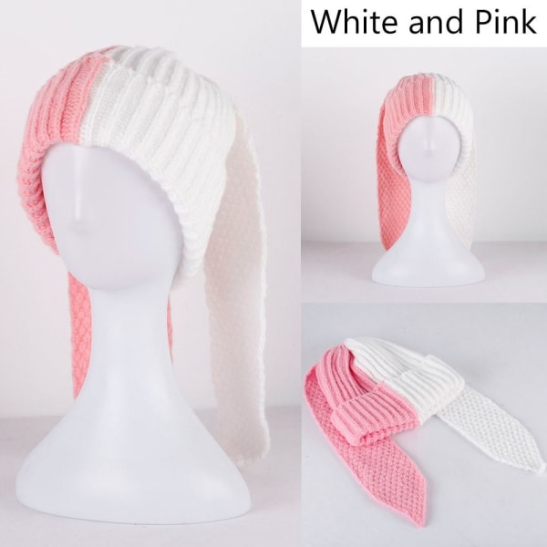 Stickad ullmössa Warm Tide Hat VIT OCH ROSA VIT OCH ROSA White and Pink