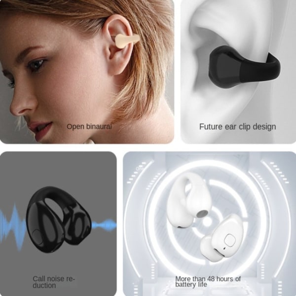 Trådlösa hörlurar Bluetooth hörlurar SVART Black