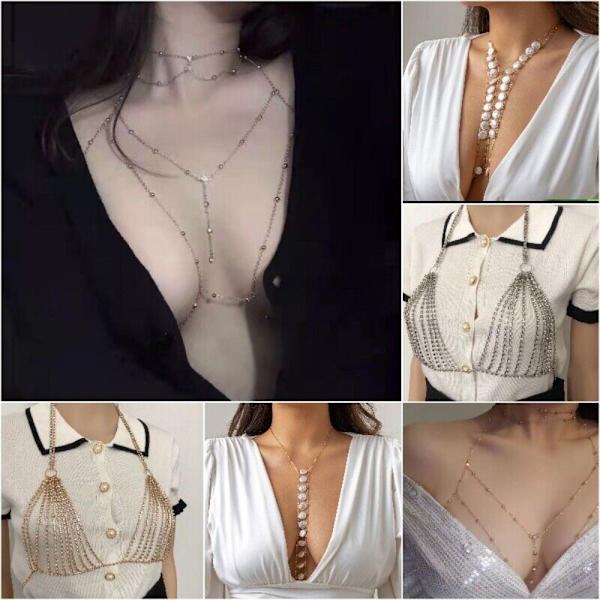 Body Chain jäljitelmä helmiriipus SILVER 2 2 Silver 2-2