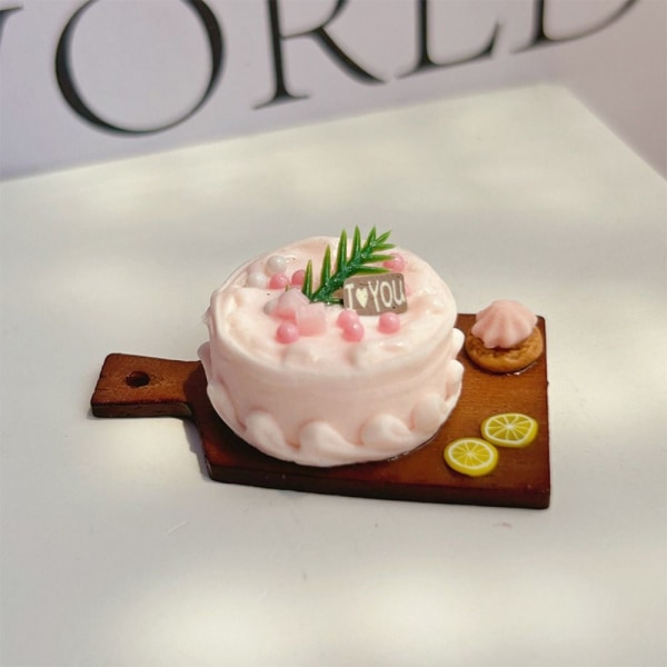 Miniature frugtkage med bakke Dukkehus Køkkenlegetøj 3 3 3