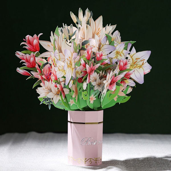 3D Pop-up Buket Papir Blomster KIRSEBÆR Cherry