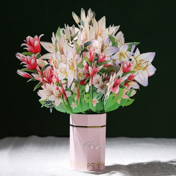 3D Pop-up Bukett Papir Blomster KIRSEBRÆR Cherry