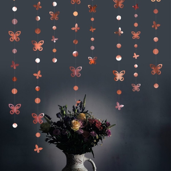 Hængende iriserende bannere Stjerne Butterfly Garland ROSE GULD rose gold 3m-butterfly-3m-butterfly