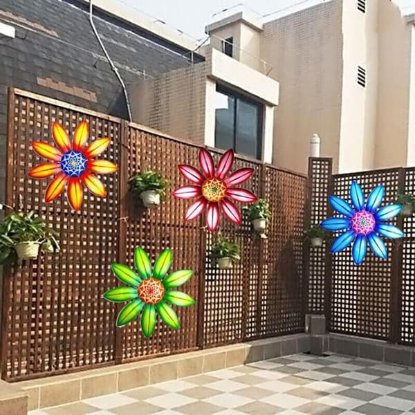 Gjerde Ornament Metall Blomst BLÅ blue