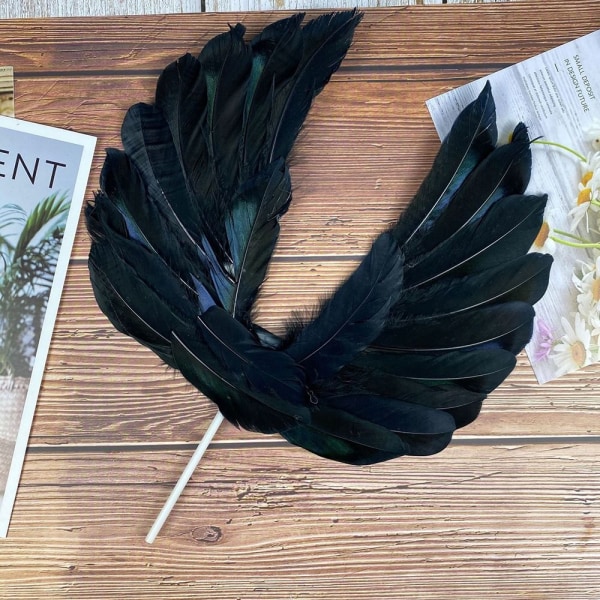5st Angel Wing Feather Cake Topper SVART SVART black