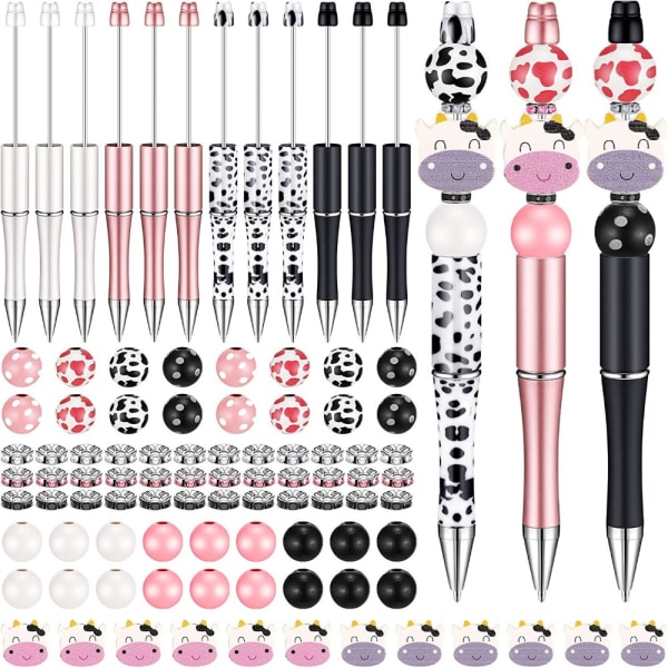 Pärlbara pennor Wood Round Beads Kulspetspenna Set