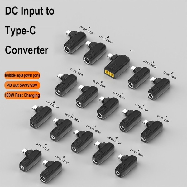 DC til Type C Converter Laptop Ladeplugg 2,5X0,7MM TIL TYPE-C 2.5x0.7mm to Type-C