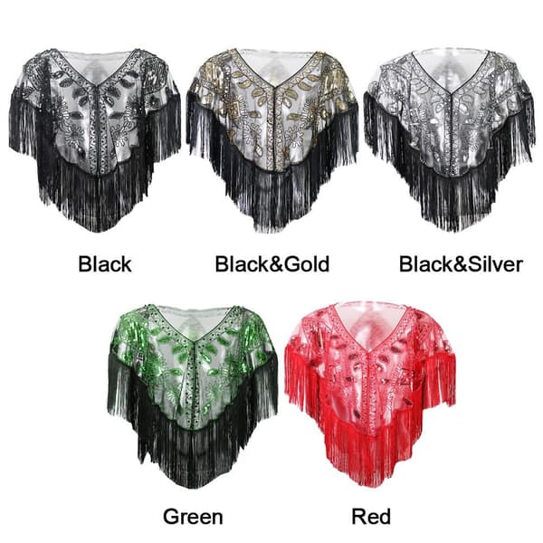 Dame Sjal Aften Galla Kappe SORT black