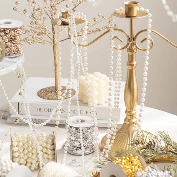 Konstgjorda pärlor Pärlor Kedja Bead String Garland GULD gold beads-10m-beads-10m
