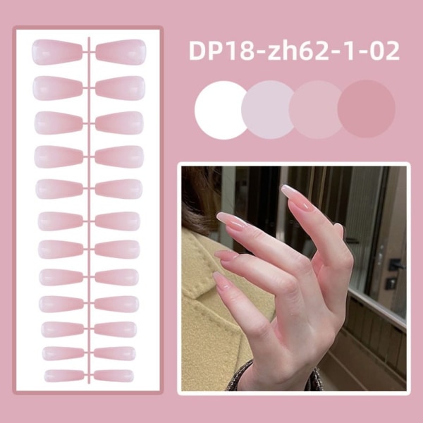 24 stk ensfarvede falske negle Korte trapezformede falske negle DP18-1635-15