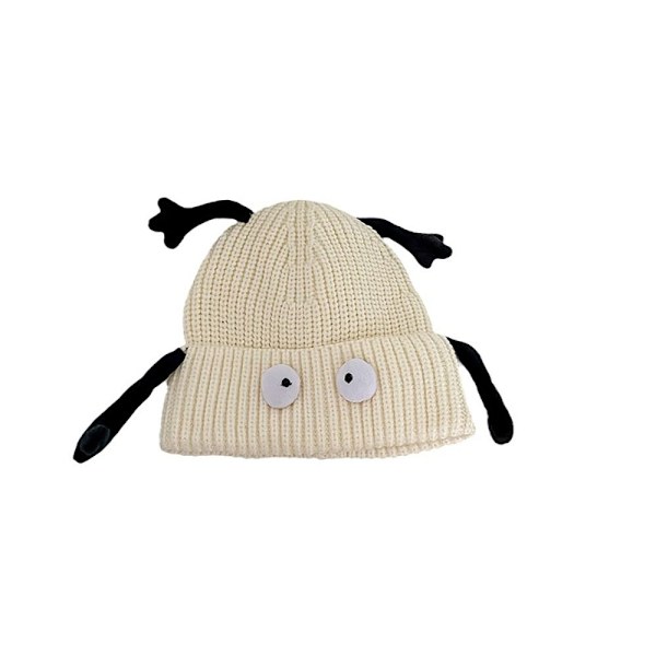 Barnmanschettstickad mössa stickad cap VIT white