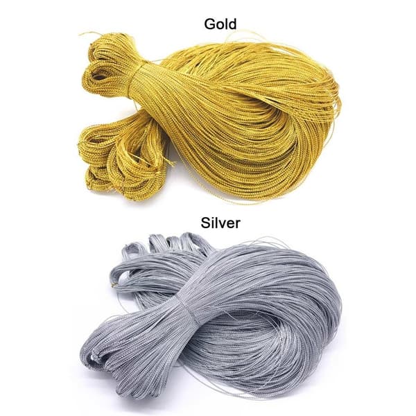 100m Guld Silver Sladd Presentförpackning Snöre SILVER 2MM 2MM silver 2mm-2mm