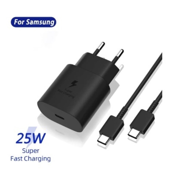 Samsung 25W SUPER 3A USB-C oplader + 1M kabel sort