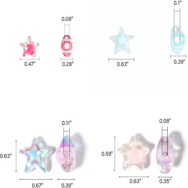 Star Beads Transparent Beads Farverig Perle