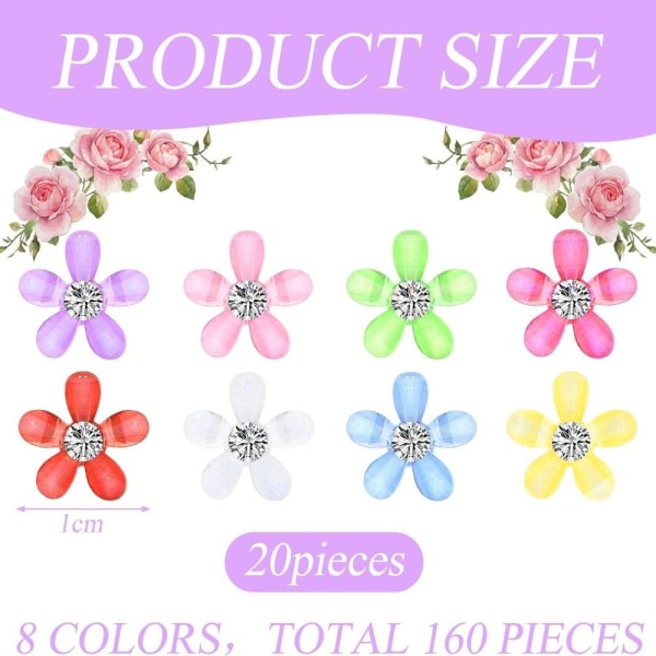 Resin Blomster Blomster Charms Charms med Rhinestone