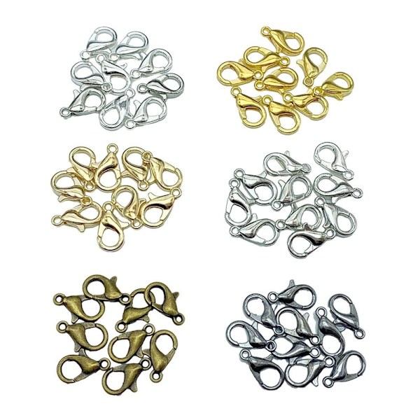100stk Hummerspenner Armbånd Koblinger Kroker SORT SORT Black