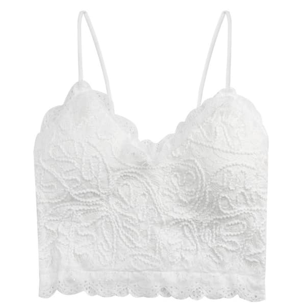 Crop Tops Spets Linne VIT white